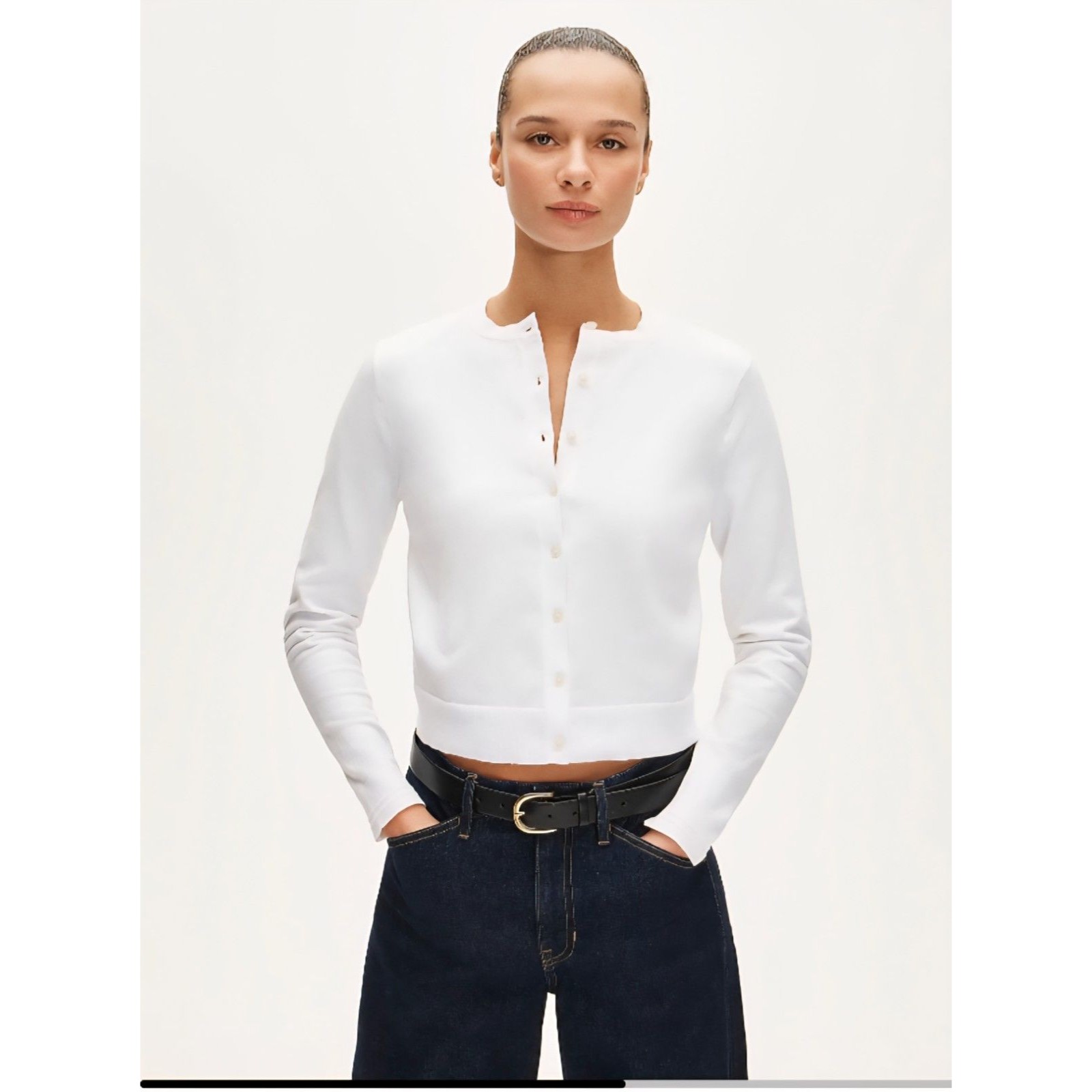 J.Crew Jackie Cardigan White Cotton Blend Long Sleeve Cj755 $128 Size L Nwt